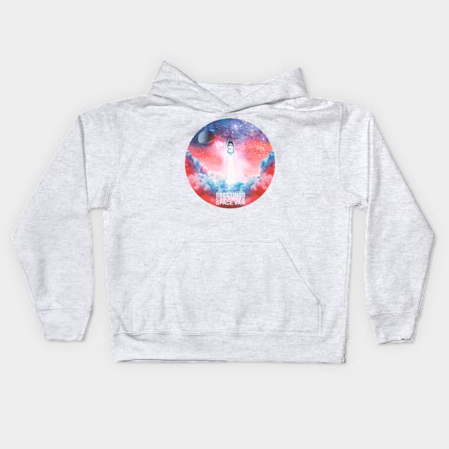 Greetings From The Space Van Kids Hoodie by The Unicorn Wranglers